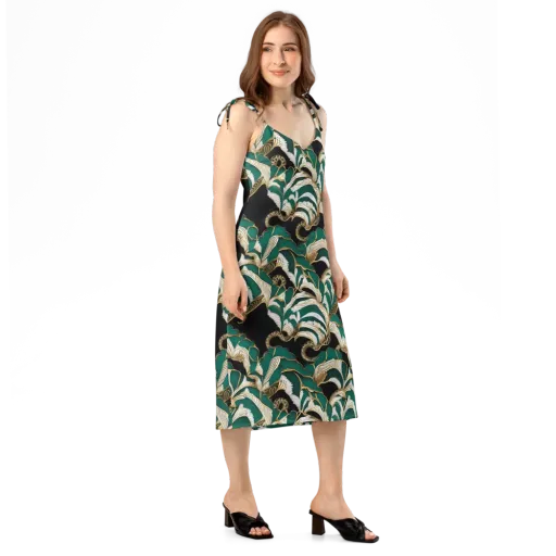 Emerald Serpent Garden on a Slip Dress