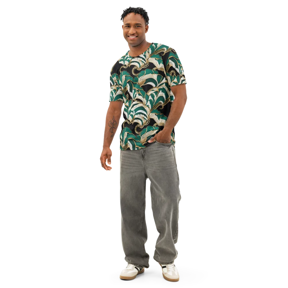 Emerald Serpent Garden on Men's Cotton Crew Neck T-Shirt — Front