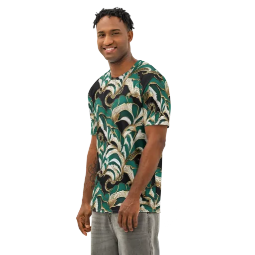 Emerald Serpent Garden on a Men's Cotton Crew Neck T-Shirt