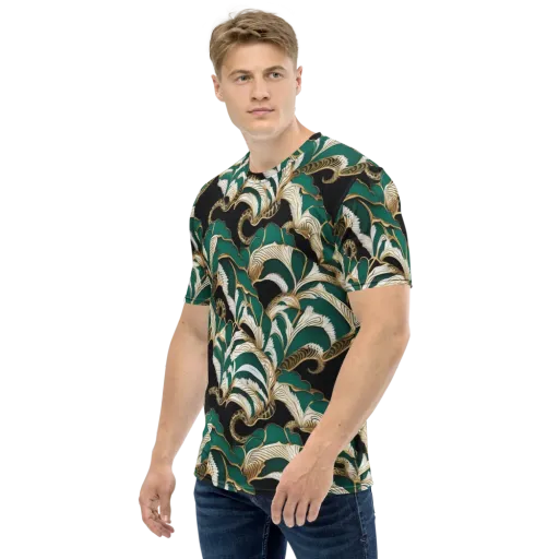 Emerald Serpent Garden on a Men's Crew Neck T-Shirt