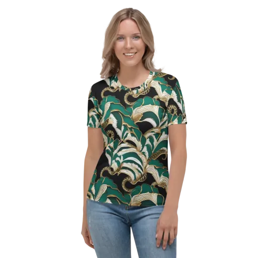 Emerald Serpent Garden on a Women's Crew Neck T-Shirt