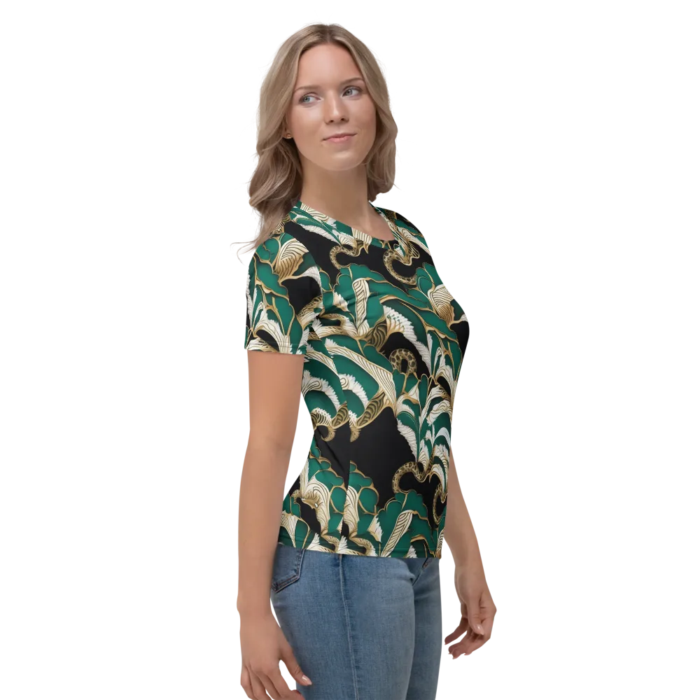 Emerald Serpent Garden on Women's Crew Neck T-Shirt — Right