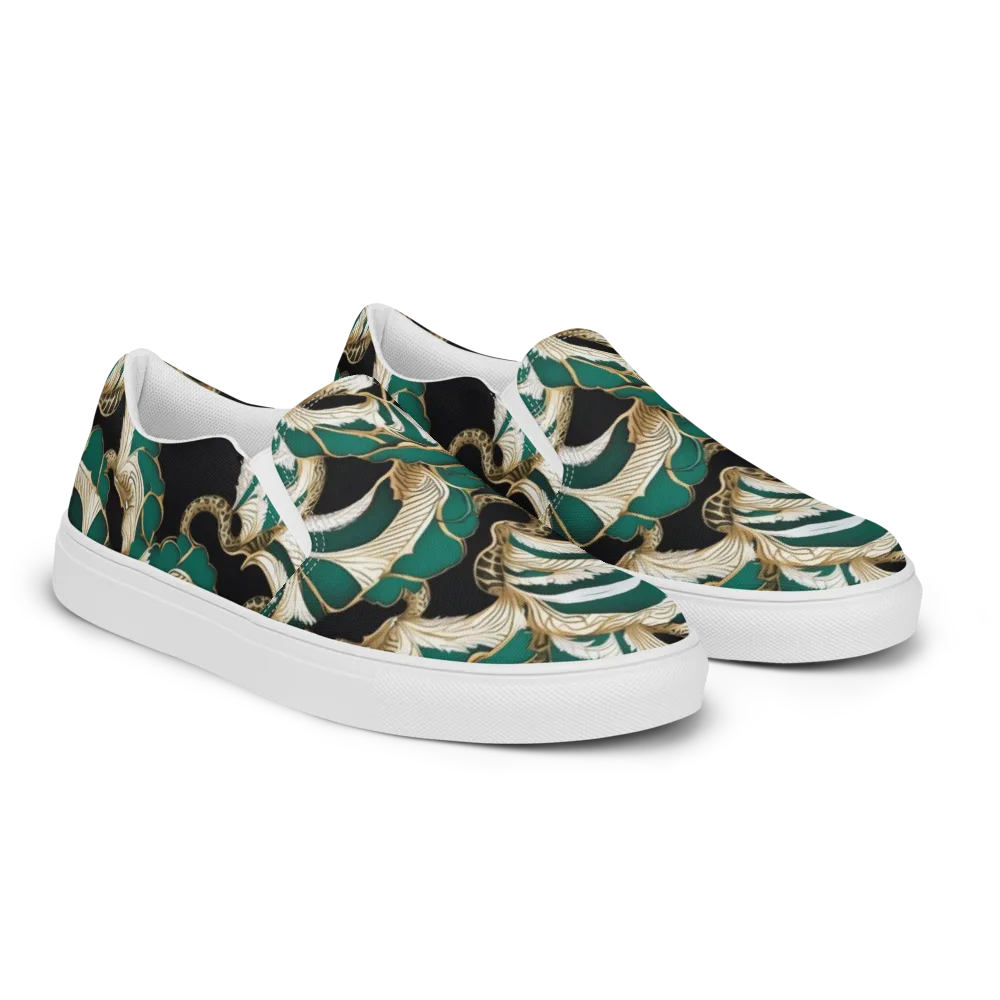 Emerald Serpent Garden on Men's Slip-On Canvas Shoes — Right Front