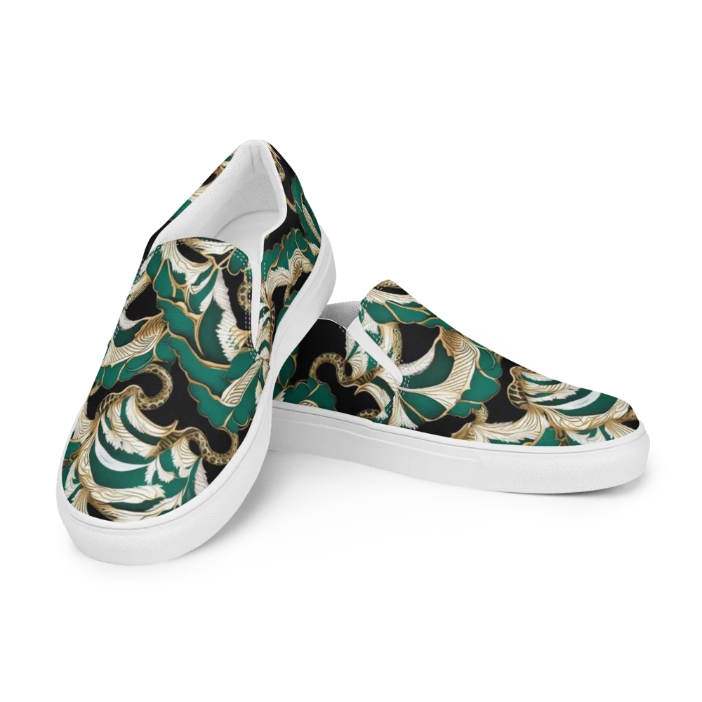 Emerald Serpent Garden on Men's Slip-On Canvas Shoes — Left Front