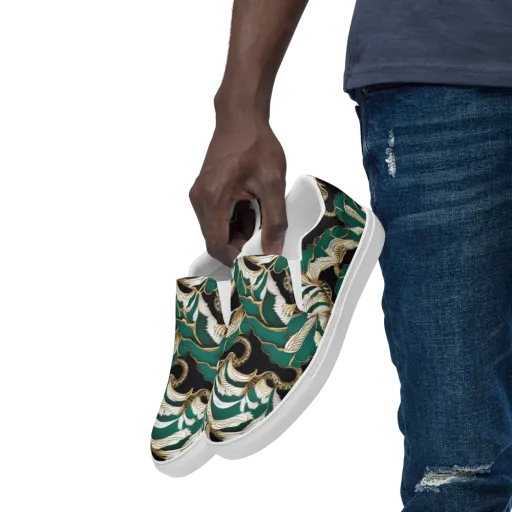 Emerald Serpent Garden on a Men's Slip-On Canvas Shoes