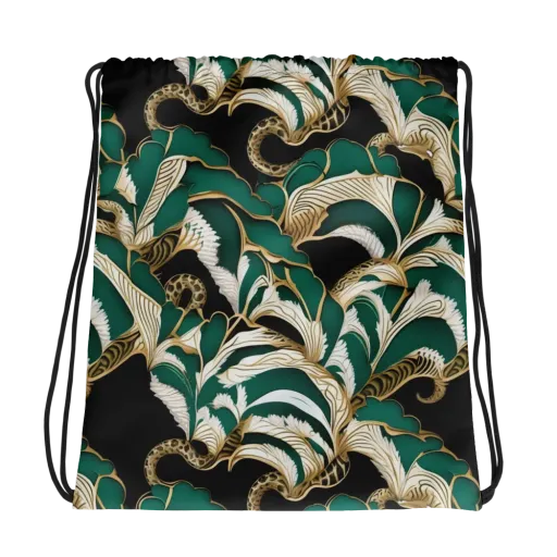 Emerald Serpent Garden on a Drawstring Bag