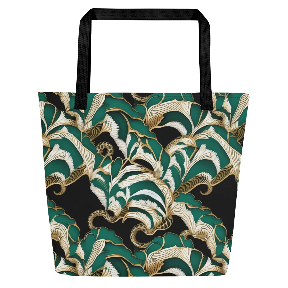 Emerald Serpent Garden on Large Tote Bag W/ Pocket — Front
