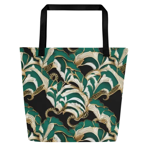 Emerald Serpent Garden on a Large Tote Bag W/ Pocket