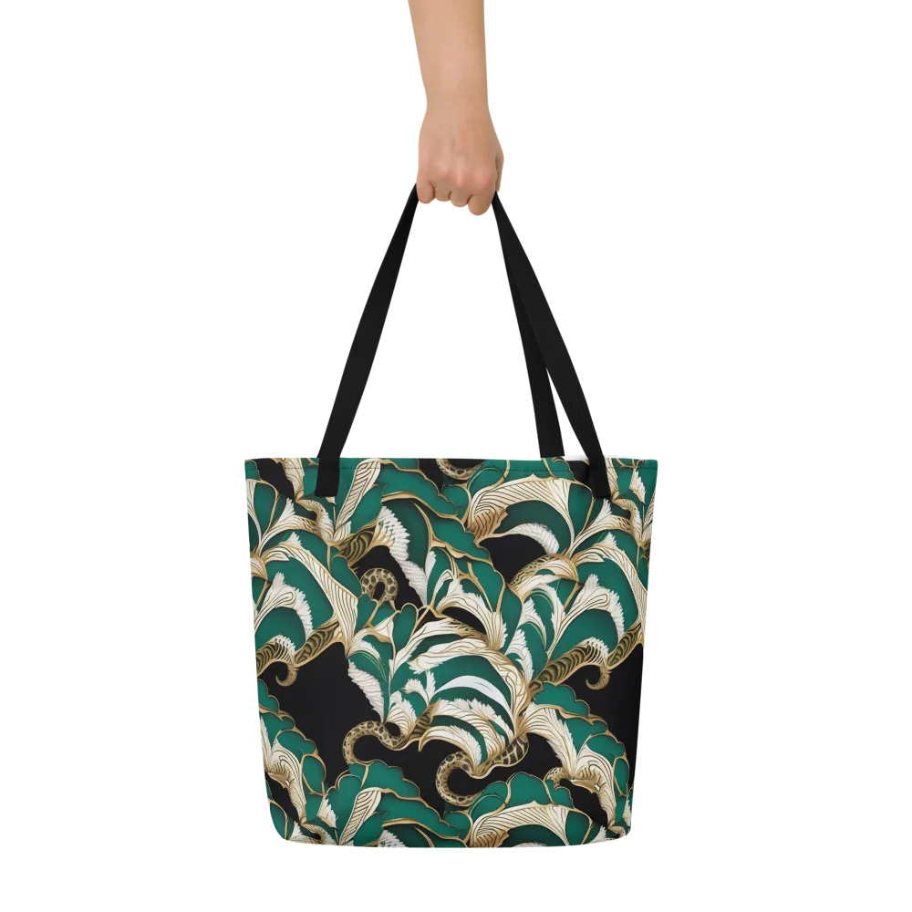 Emerald Serpent Garden on Large Tote Bag W/ Pocket — Front