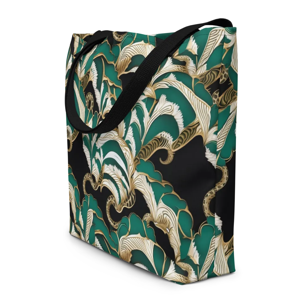Emerald Serpent Garden on Large Tote Bag W/ Pocket — Front