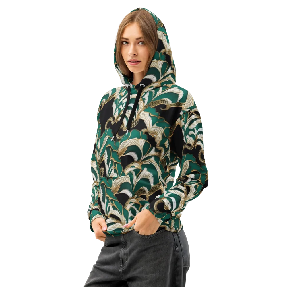 Emerald Serpent Garden on Cotton Hoodie — Left Front