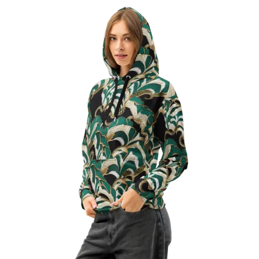 Emerald Serpent Garden on a Cotton Hoodie