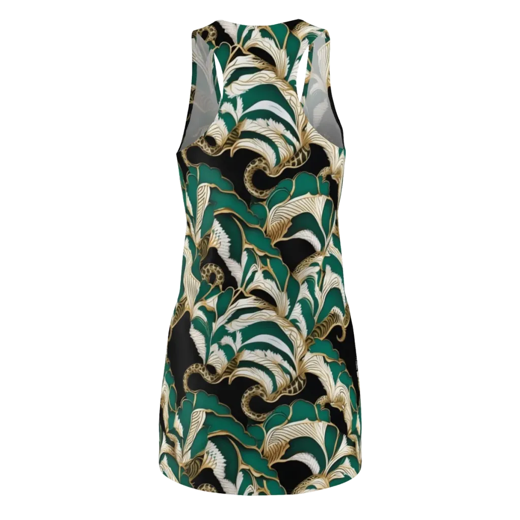 Emerald Serpent Garden on Racerback Dress — Back