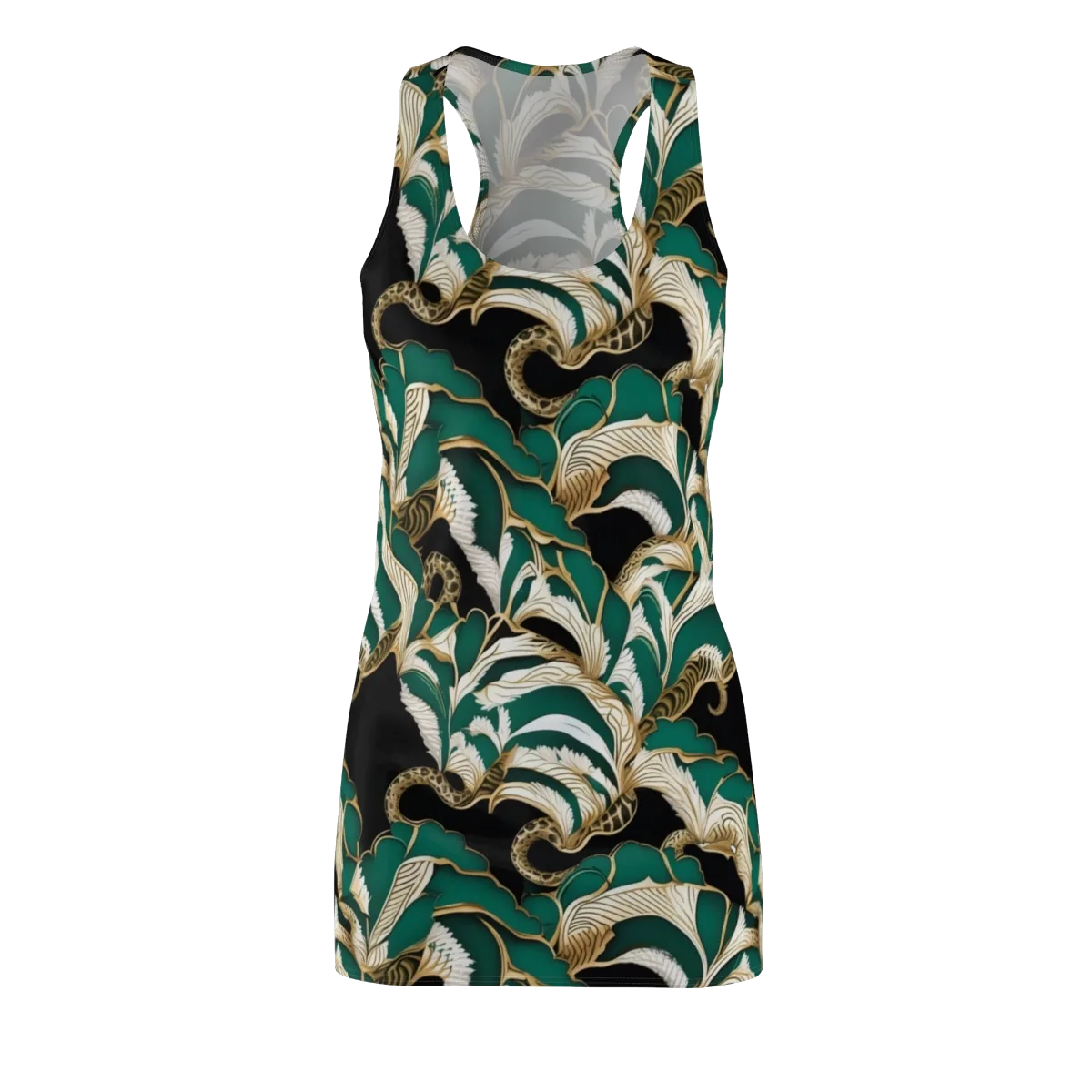 Emerald Serpent Garden on Racerback Dress — Front