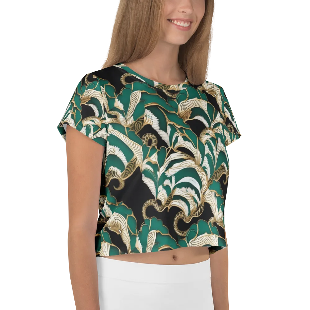 Emerald Serpent Garden on Crop Tee — Right