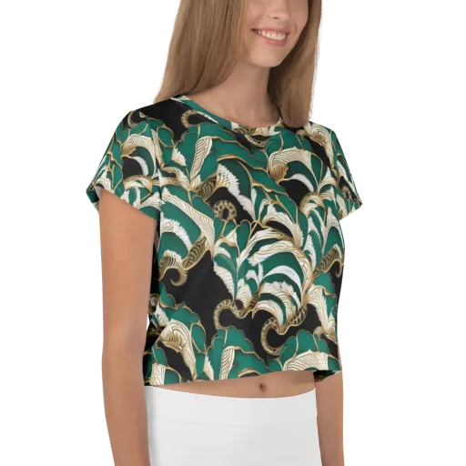 Emerald Serpent Garden on a Crop Tee
