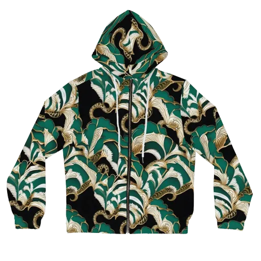 Emerald Serpent Garden on a Women's Full-Zip Hoodie