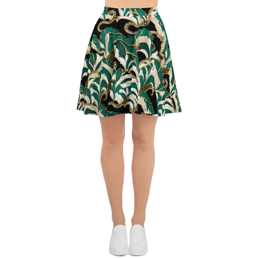 Emerald Serpent Garden on Skater Skirt — Front