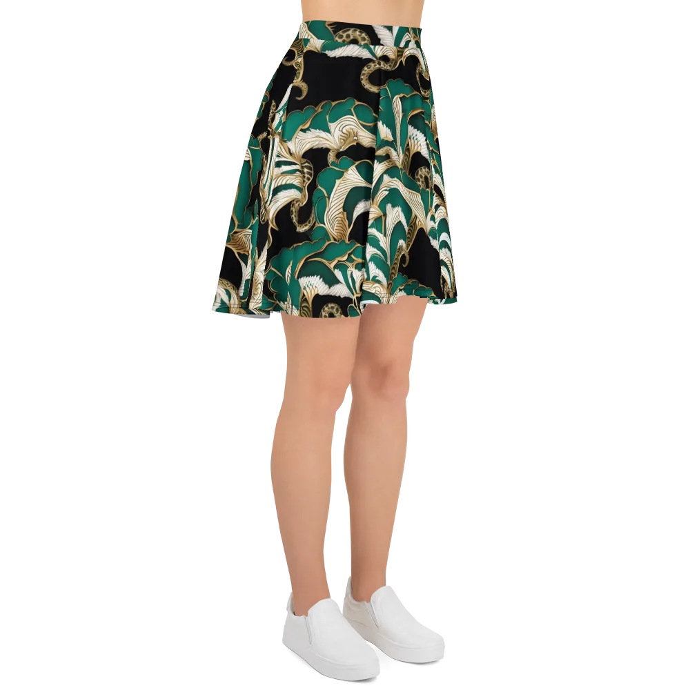 Emerald Serpent Garden on Skater Skirt — Right