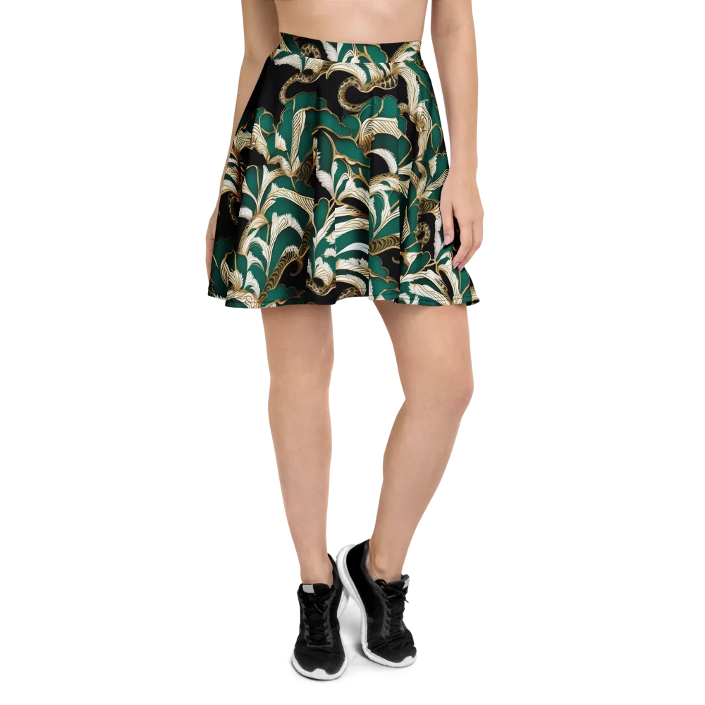 Emerald Serpent Garden on Skater Skirt — Front