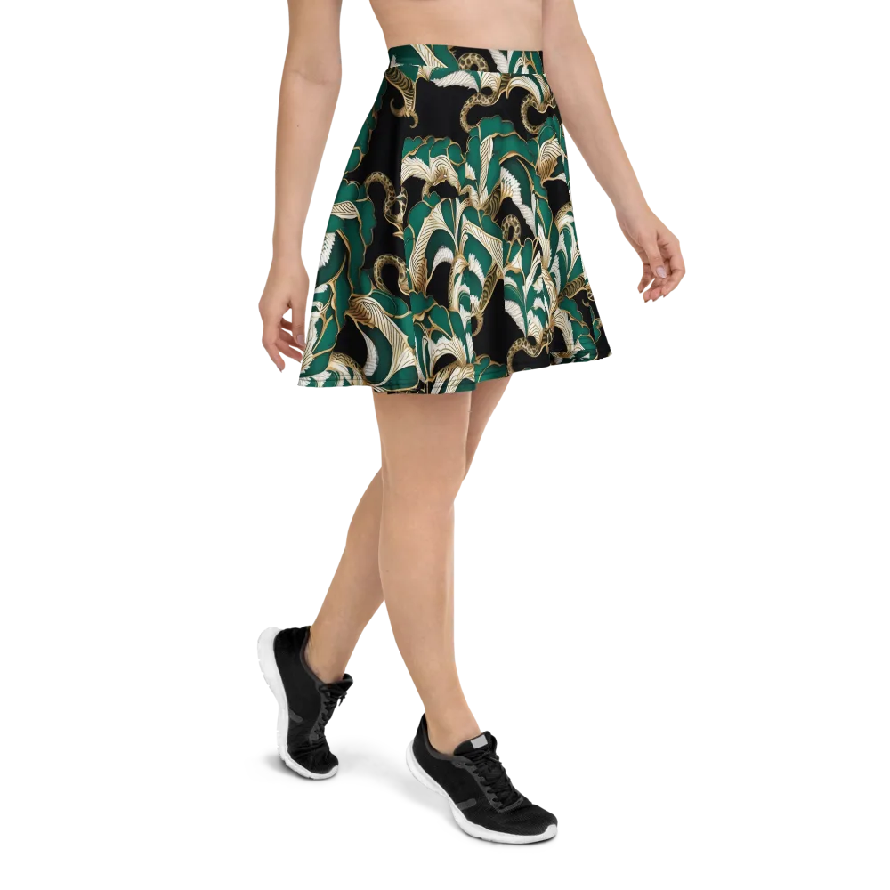 Emerald Serpent Garden on Skater Skirt — Right
