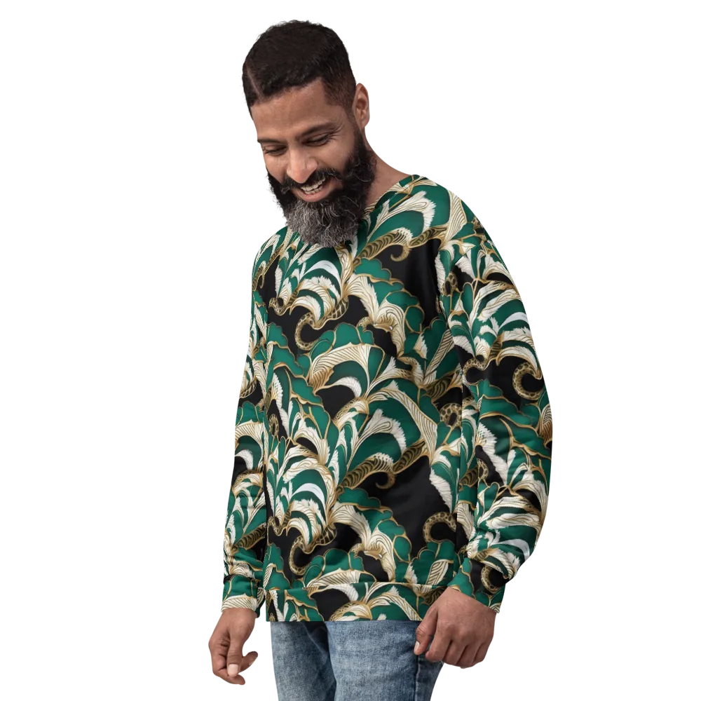 Emerald Serpent Garden on Sweatshirt — Left Front