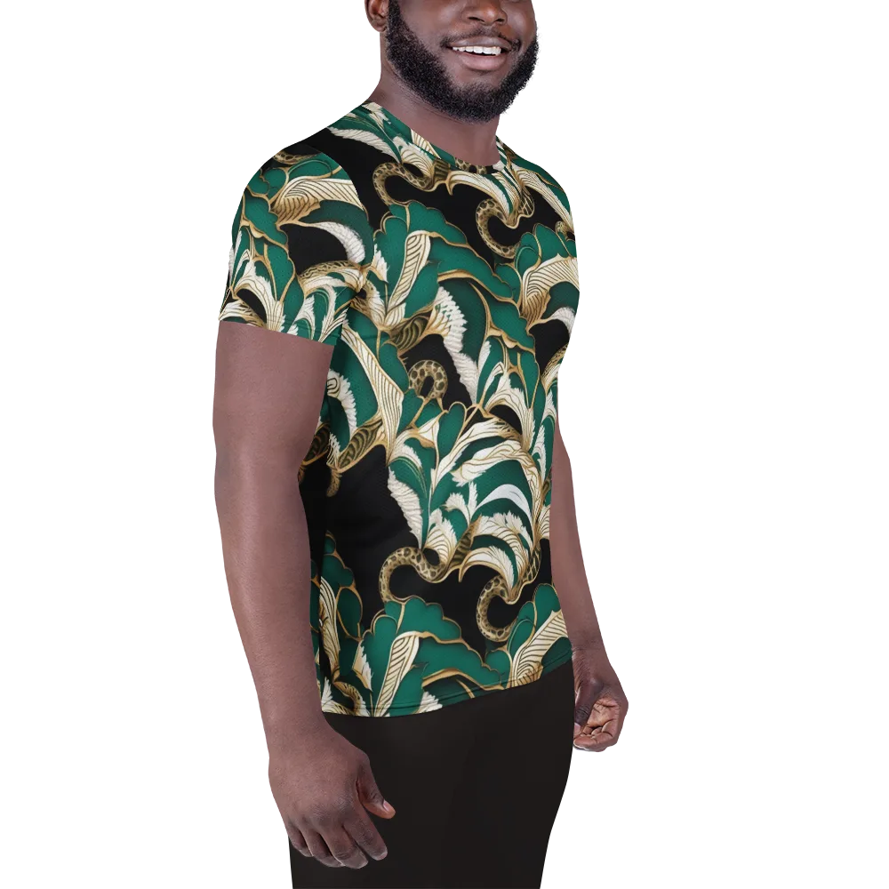 Emerald Serpent Garden on Men's Athletic T-Shirt — Right