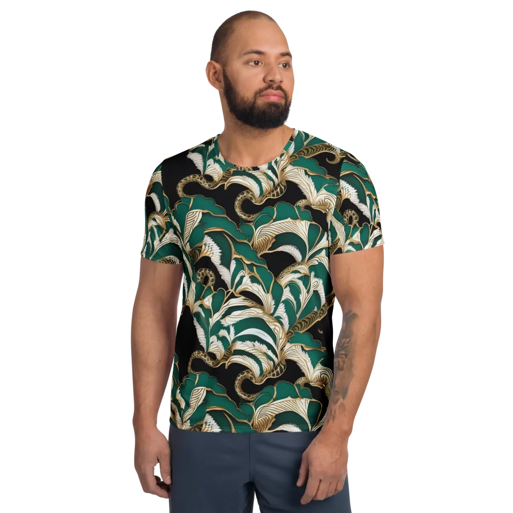 Emerald Serpent Garden on Men's Athletic T-Shirt — Front