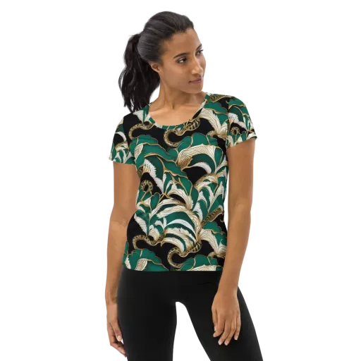 Emerald Serpent Garden on a Women's Athletic T-Shirt