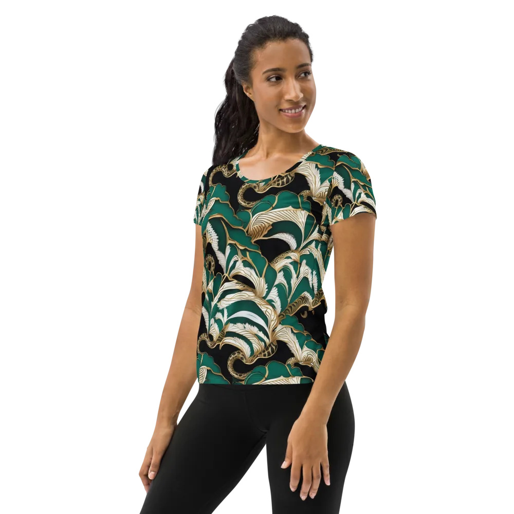 Emerald Serpent Garden on Women's Athletic T-Shirt — Left