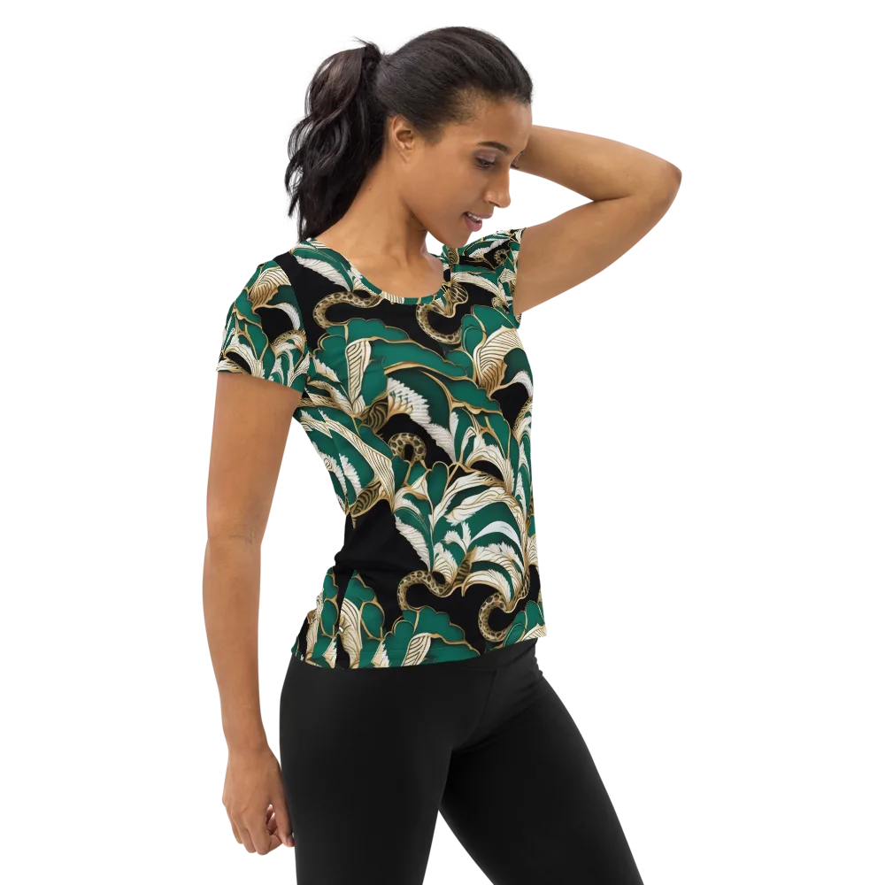 Emerald Serpent Garden on Women's Athletic T-Shirt — Right