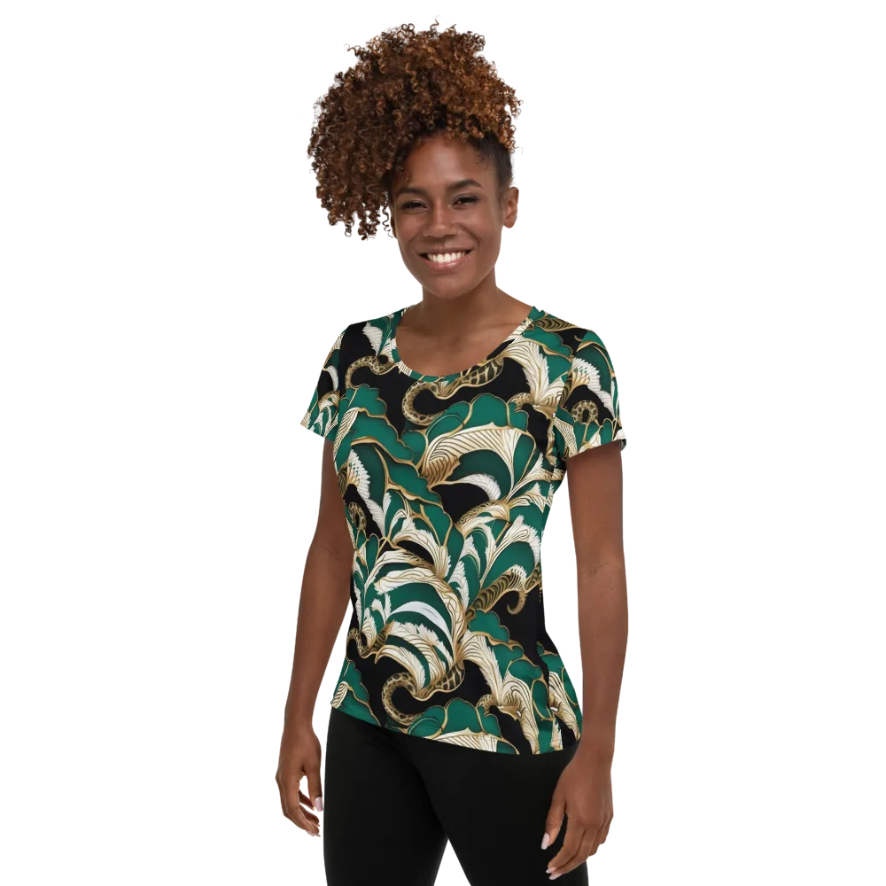 Emerald Serpent Garden on Women's Athletic T-Shirt — Left