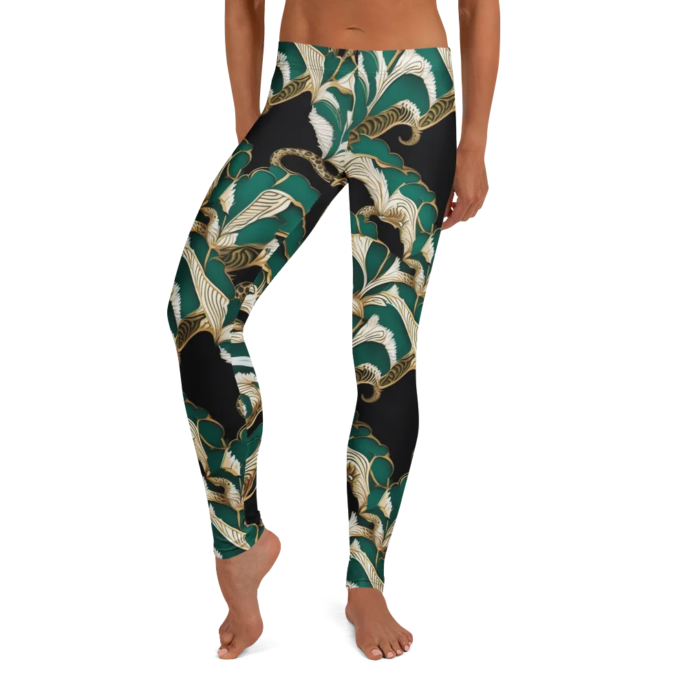 Emerald Serpent Garden on Leggings — Front