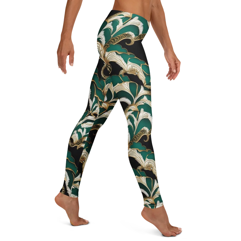 Emerald Serpent Garden on Leggings — Right