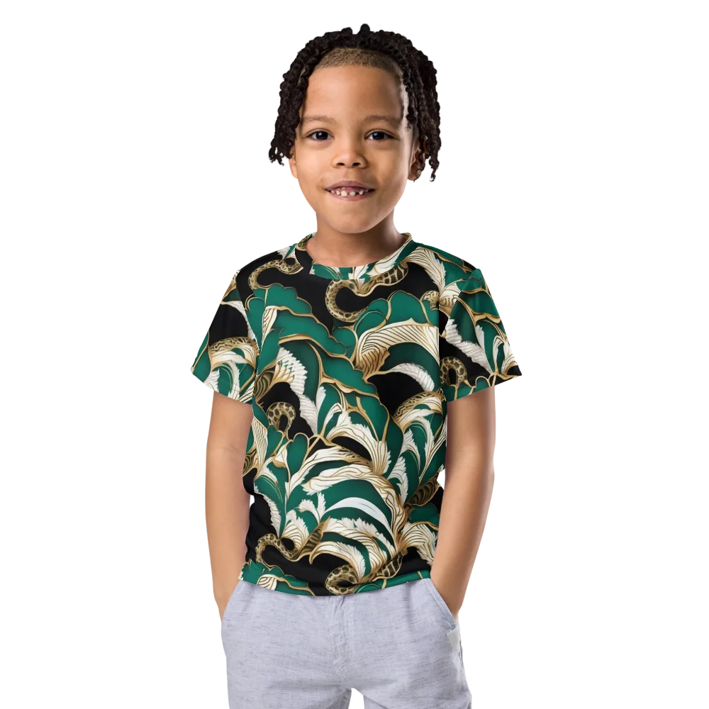 Emerald Serpent Garden on Kids Crew Neck T-Shirt — Front