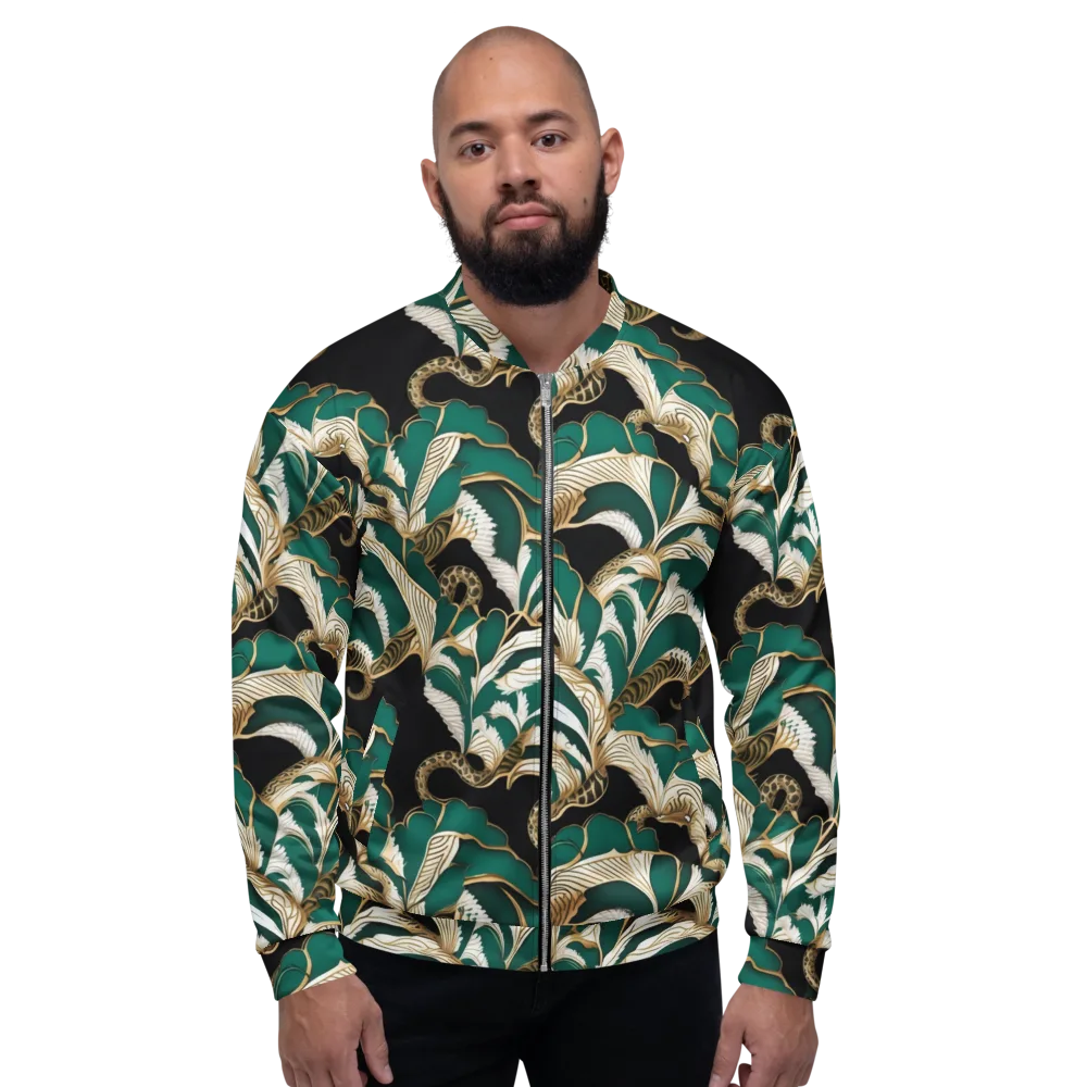Emerald Serpent Garden on Bomber Jacket — Front