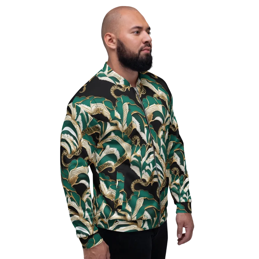 Emerald Serpent Garden on Bomber Jacket — Right