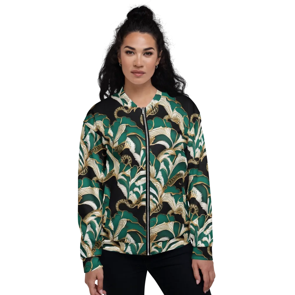 Emerald Serpent Garden on Bomber Jacket — Front