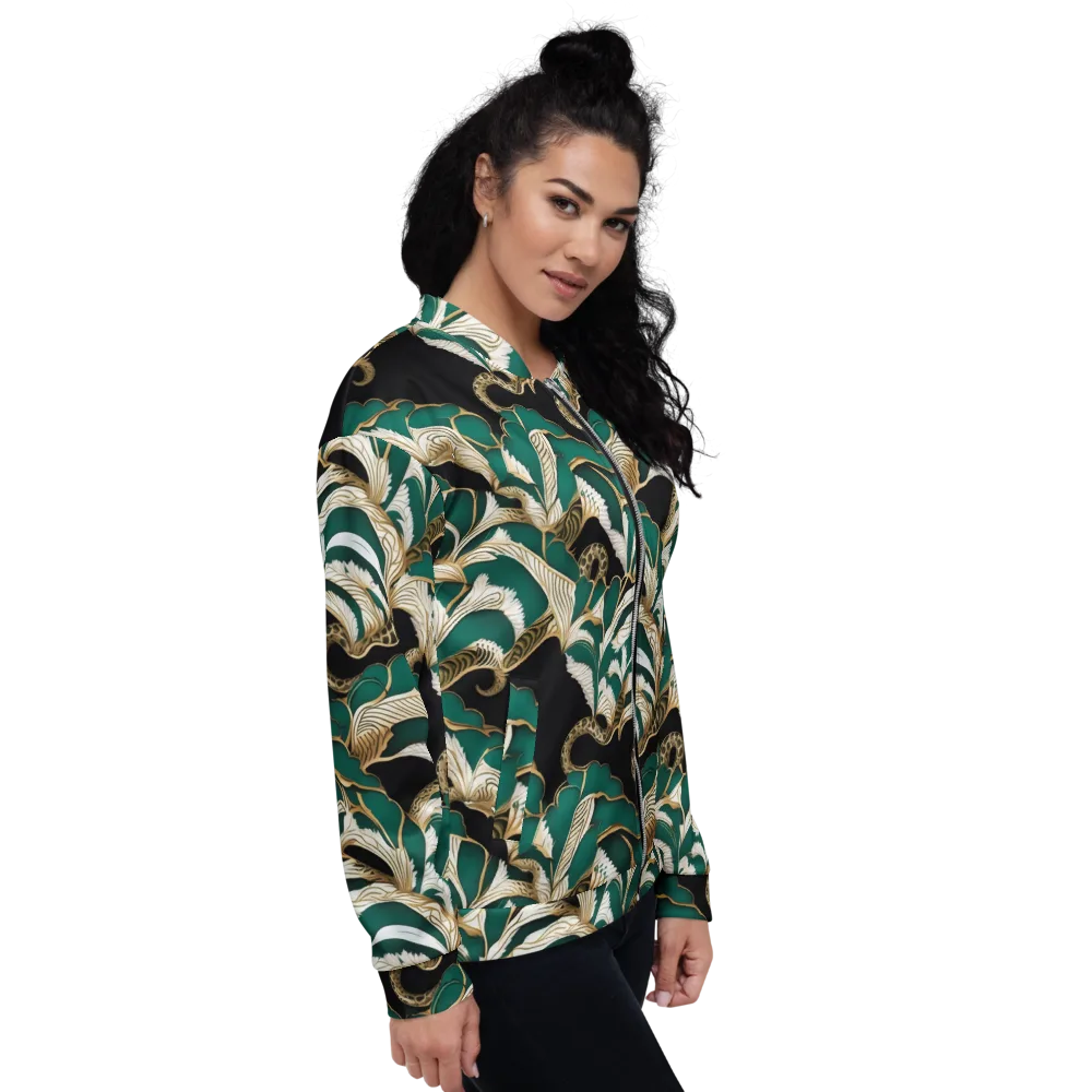 Emerald Serpent Garden on Bomber Jacket — Right
