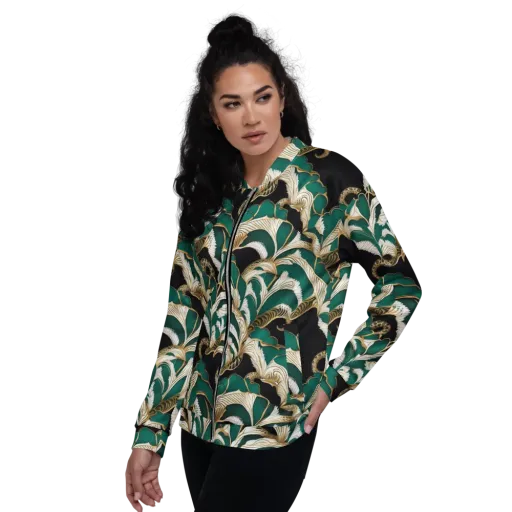 Emerald Serpent Garden on a Bomber Jacket