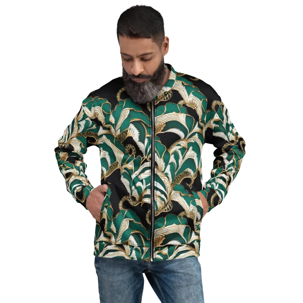 Emerald Serpent Garden on Bomber Jacket — Front