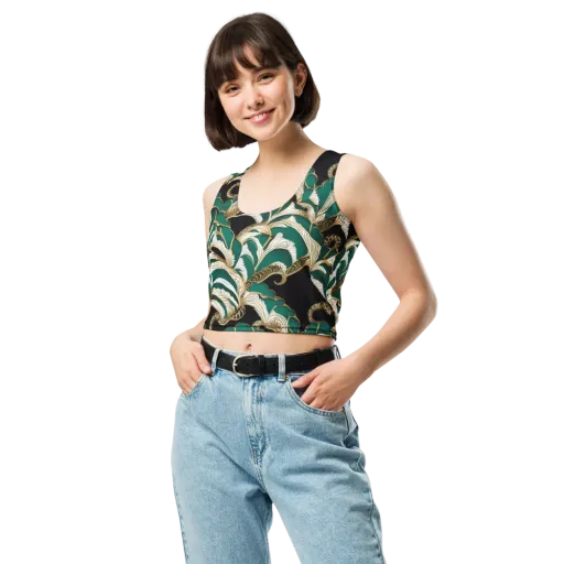 Emerald Serpent Garden on a Crop Top