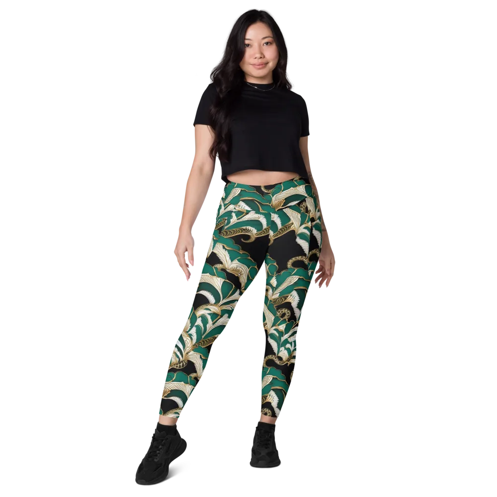 Emerald Serpent Garden on Leggings with Pockets — Front