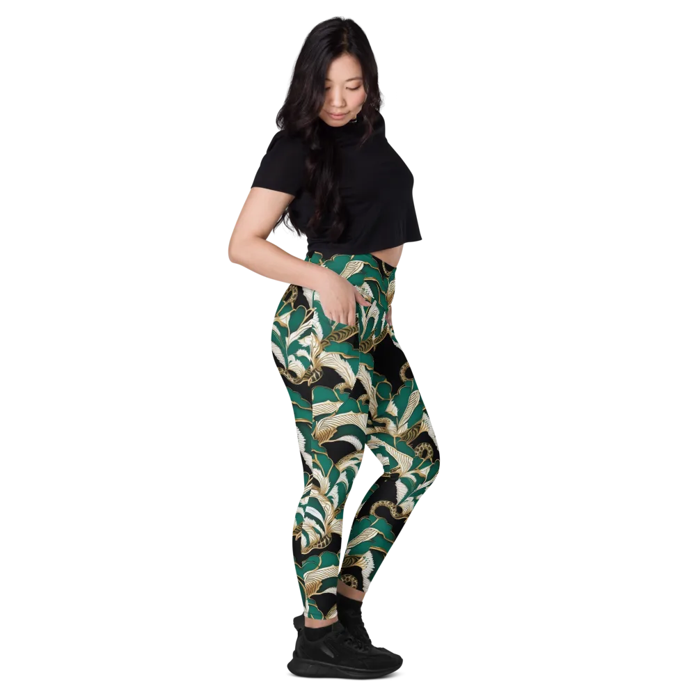 Emerald Serpent Garden on Leggings with Pockets — Right