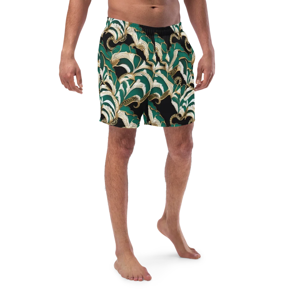 Emerald Serpent Garden on Swim Trunks — Front