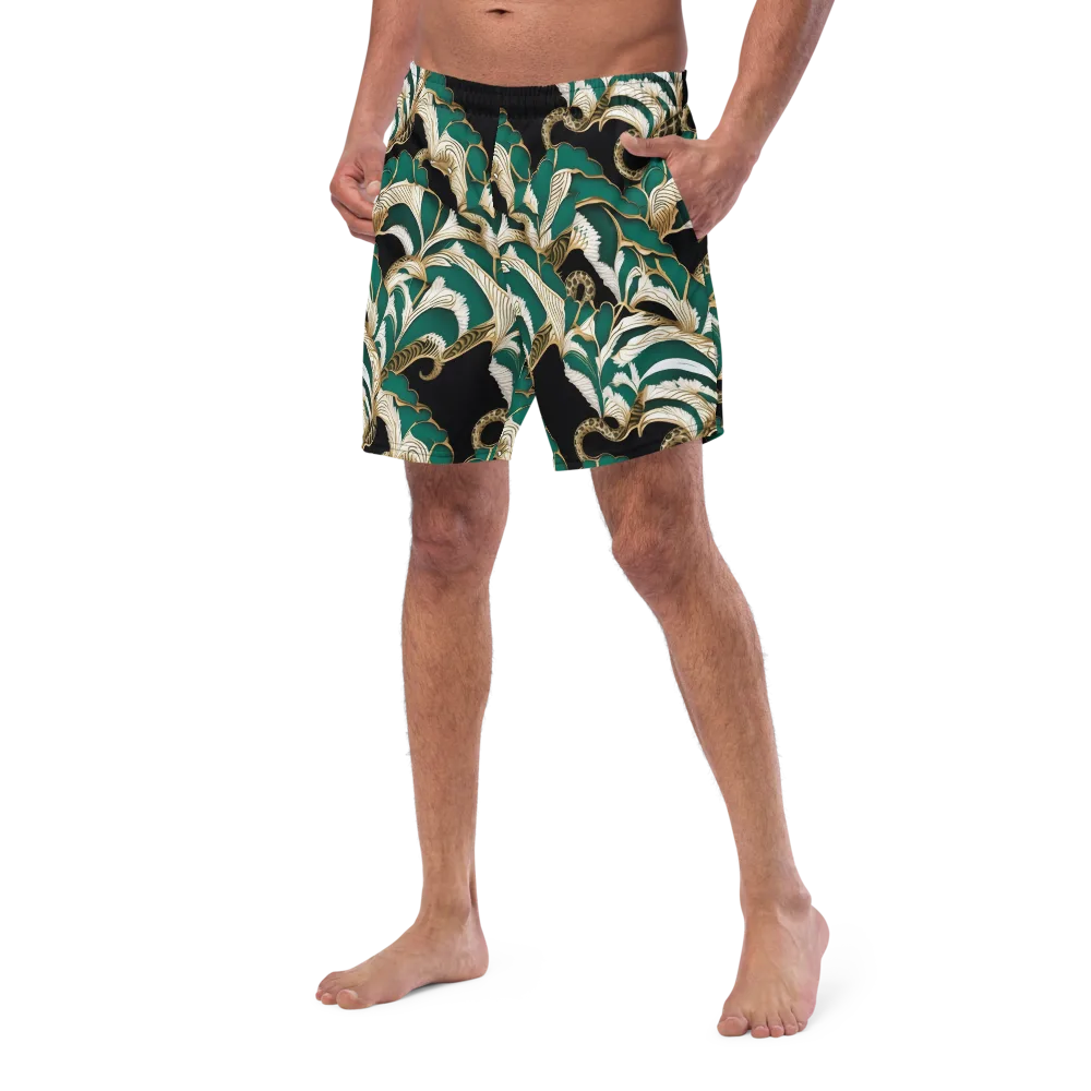 Emerald Serpent Garden on Swim Trunks — Left Front