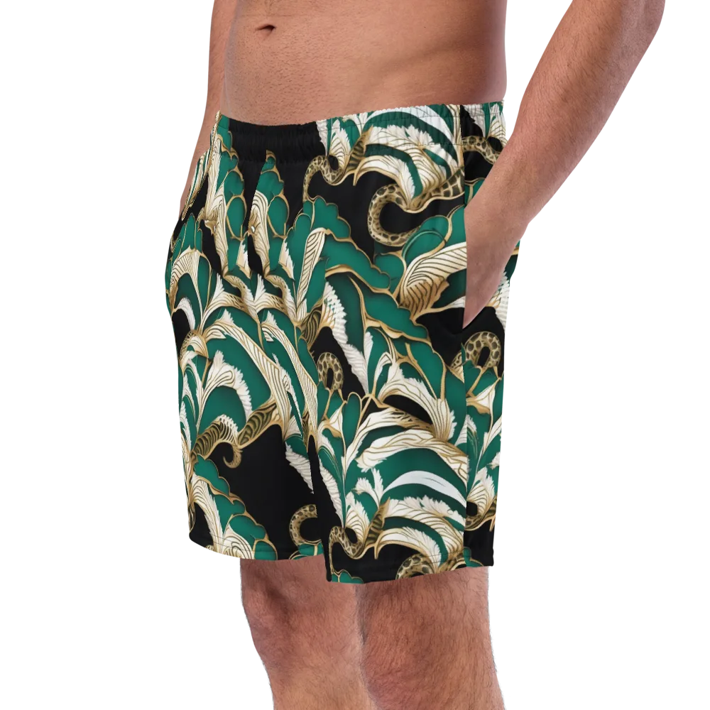 Emerald Serpent Garden on Swim Trunks — Left Front