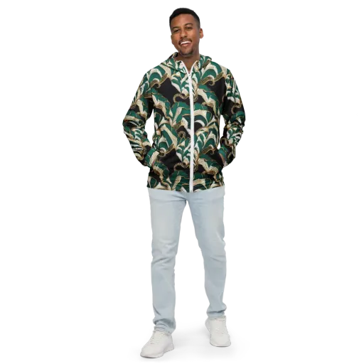 Emerald Serpent Garden on a Men's Windbreaker