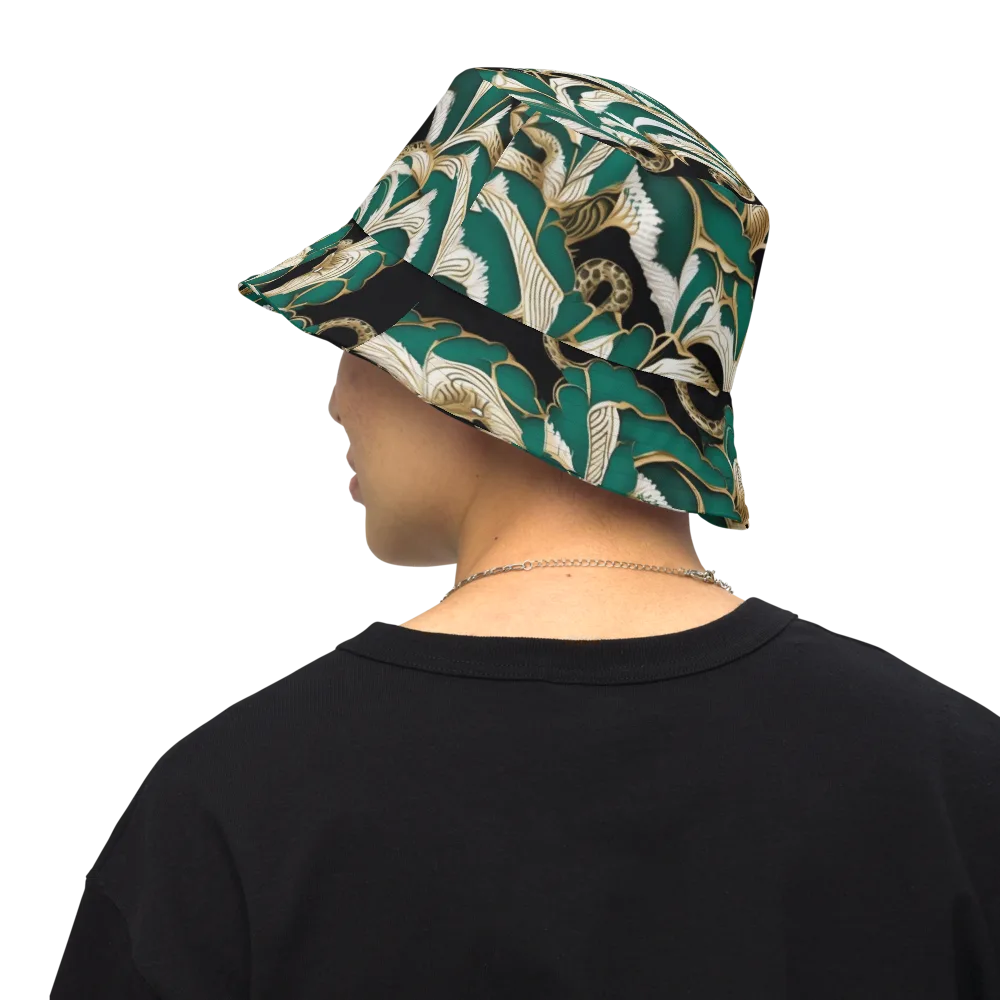 Emerald Serpent Garden on Reversible Bucket Hat — Back Inside