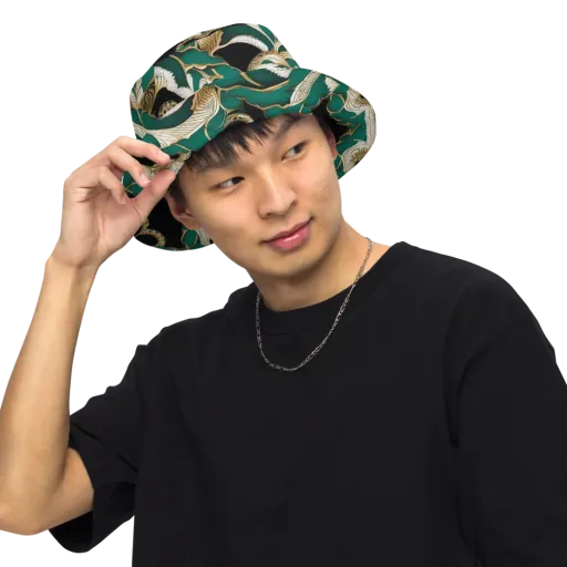 Emerald Serpent Garden on a Reversible Bucket Hat